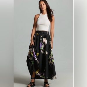 Anthropologie Maeve Belted Circle Skirt Purple Motif Size 14